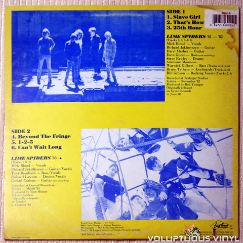 Lime Spiders ‎– Slave Girl - Vinyl Record - Back Cover