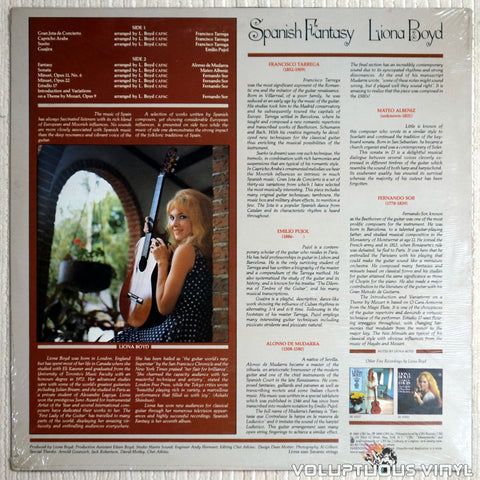 Liona Boyd ‎– Spanish Fantasy - Vinyl Record - Back Cover