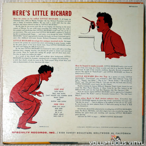 Little Richard ‎– Here's Little Richard - Vinyl Record - Back Cover