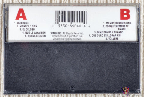 Los Bukis – Quiereme cassette tape back cover