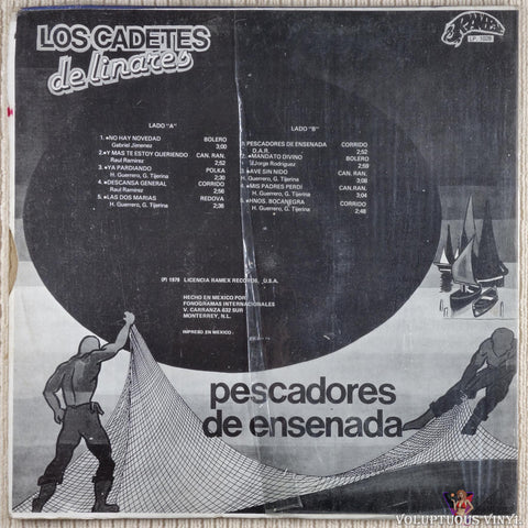 Los Cadetes De Linares ‎– Pescadores De Ensenada vinyl record back cover