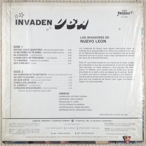 Los Invasores De Nuevo Leon – Me Rompieron Tu Retrato - Invaden USA vinyl record back cover