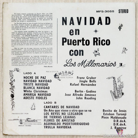 Los Millonarios ‎– Navidad En Puerto Rico vinyl record back cover