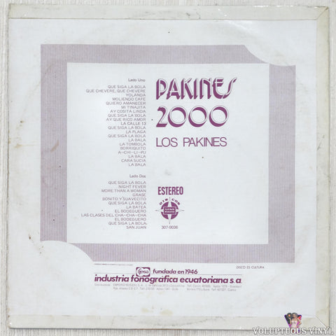 Los Pakines ‎– Pakines 2000 vinyl record back cover