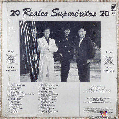 Los Temerarios ‎– 20 Reales Superexitos vinyl record back cover