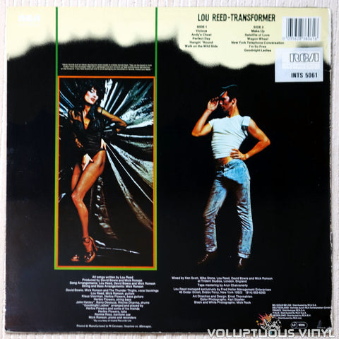 Lou Reed ‎– Transformer vinyl record back cover