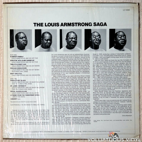 Louis Armstrong ‎– The Louis Armstrong Saga vinyl record back cover