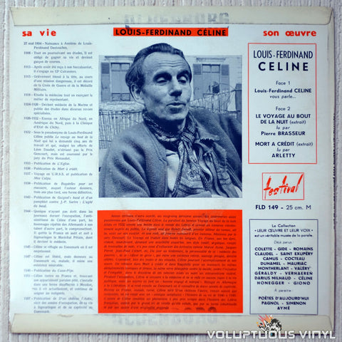 Louis-Ferdinand Céline Vous Parle - Vinyl Record - Back Cover