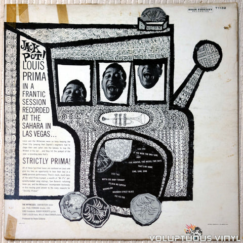 Louis Prima ‎– Strictly Prima! vinyl record back cover