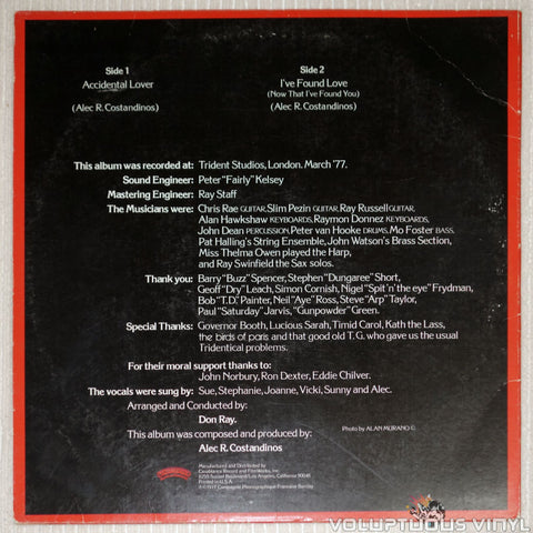 Love And Kisses ‎– Love And Kisses - Vinyl Record - Back Cover