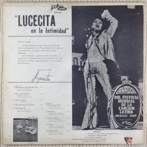 Lucecita Benitez ‎– En la Intimidad vinyl record back cover