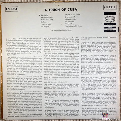 Luis Tiramani And His Orchestra ‎– A Touch Of Cuba vinyl record back cover
