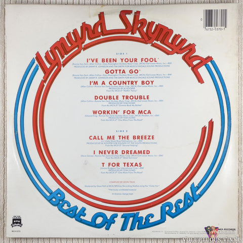 Lynyrd Skynyrd ‎– Best Of The Rest vinyl record back cover