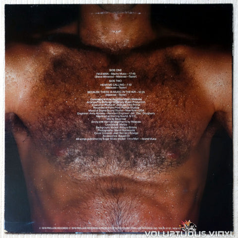 Macho ‎– I'm A Man vinyl record back cover