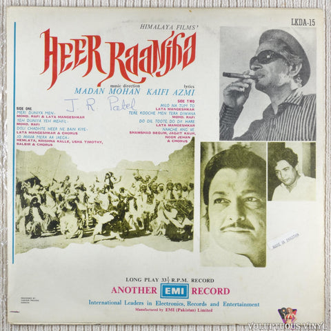 Madan Mohan – Heer Raanjha vinyl record back cover