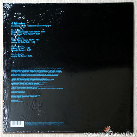 Madonna Featuring Justin Timberlake And Timbaland ‎– 4 Minutes - Vinyl Record - Back Cover