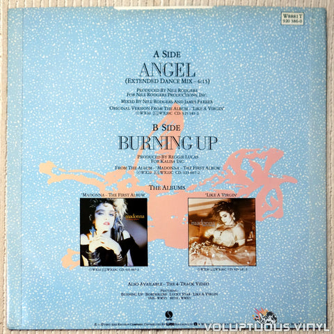 Madonna ‎– Angel (Extended Dance Mix) vinyl record back cover