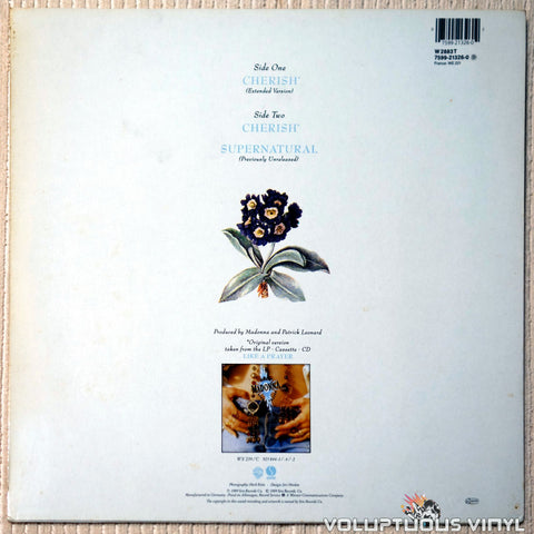 Madonna ‎– Cherish vinyl record back cover