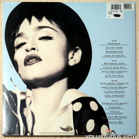 Madonna ‎– The Immaculate Collection - Vinyl Record - Back Cover