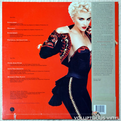 Madonna ‎– You Can Dance - Vinyl Record - Back Cover