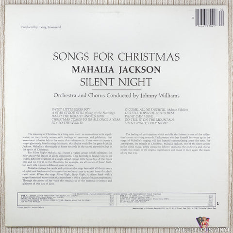 Mahalia Jackson – Silent Night - Songs For Christmas vinyl record back cover