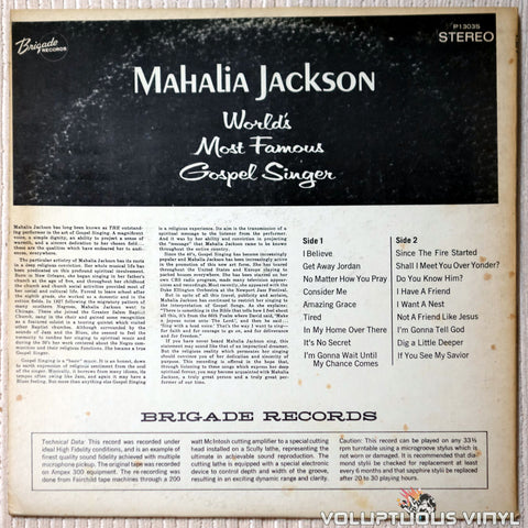 Mahalia Jackson ‎– Mahalia Jackson Sings vinyl record back cover