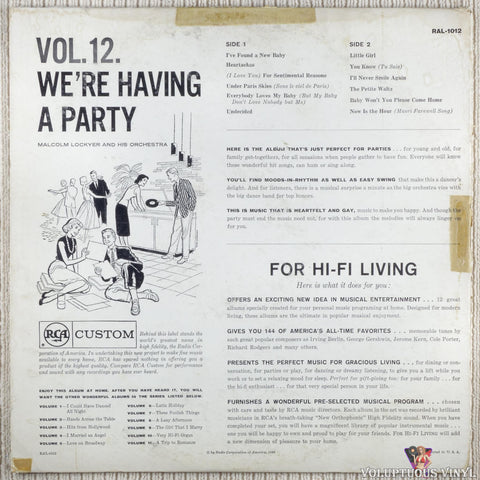 Malcolm Lockyer And His Orchestra ‎– We're Having A Party vinyl record back cover