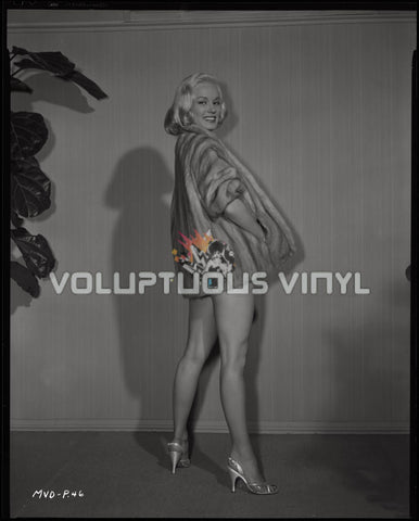 Mamie Van Doren - 1950's Leggy Hollywood Universal Fur Coat Glamour Negative