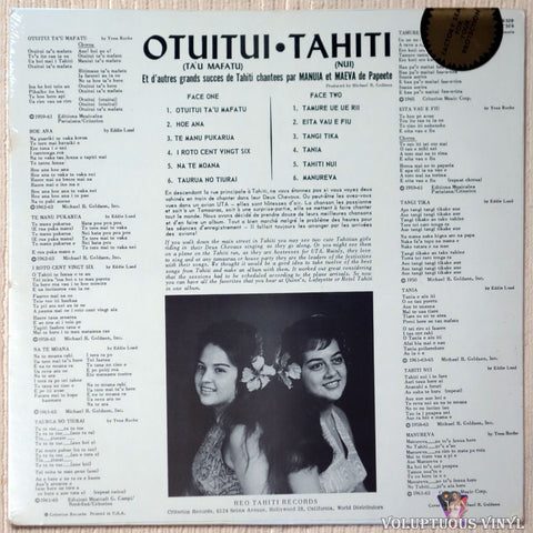 Manuia & Maeva ‎– Otuitui • Tahiti vinyl record back cover