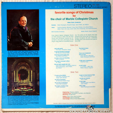Marble Collegiate Church Choir With Chamber Orchestra ‎– Love On Earth: Favorite Songs Of Christmas vinyl record