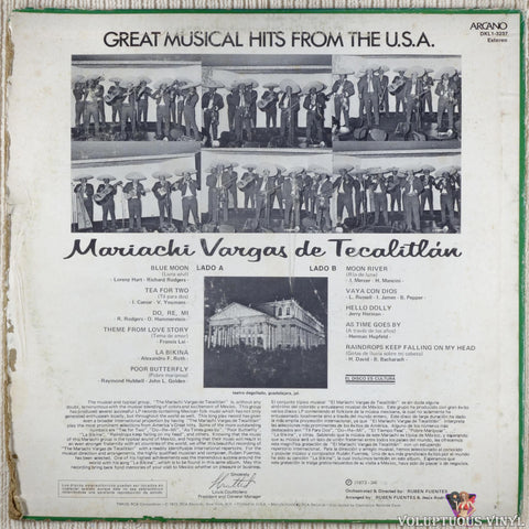 Mariachi Vargas De Tecalitlán ‎– Great Musical Hits From The U.S.A. By Mariachi Vargas De Tecalitlán Mexico vinyl record back cover