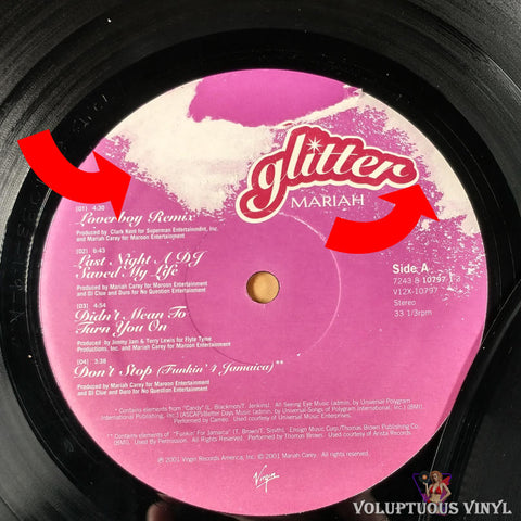 Mariah Carey ‎– Glitter vinyl record Side A label