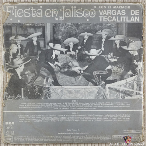 Mariachi Vargas De Tecalitlan ‎– Fiesta En Jalisco vinyl record back cover