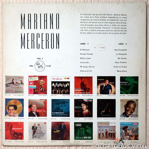Mariano Mercerón ‎– Vol. I vinyl record back cover