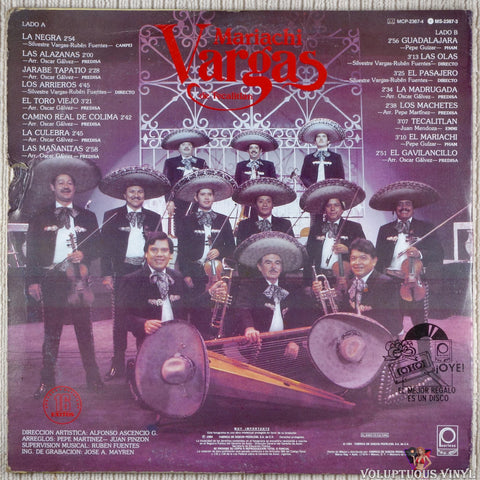 Mariachi Vargas de Tecalitlán ‎– 16 Exitos - México Y Su Música vinyl record back cover