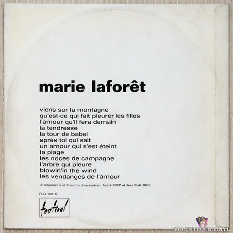 Marie Laforêt ‎– Marie Laforêt vinyl record back cover