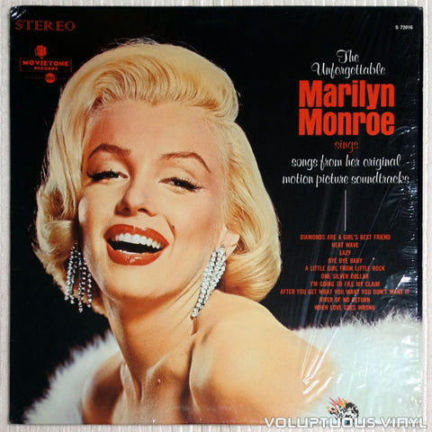 Marilyn Monroe ‎– The Unforgettable Marilyn Monroe Sings Songs From Her Original Motion Picture Soundtracks - Vinyl Record - Front Cover