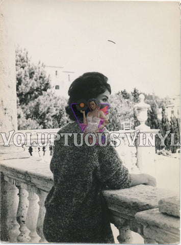 Marisa Mell stone balcony gazing photograph
