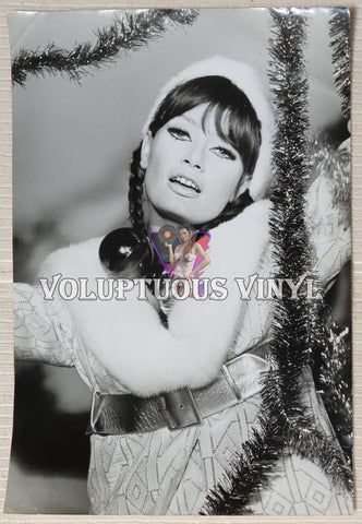 Marisa Mell 1970's large black and white Christmas photograph