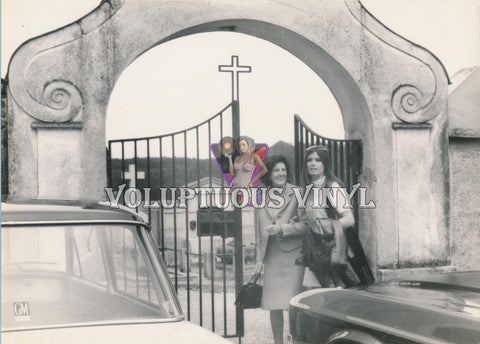 Marisa Mell & Mother Outside Cemetery In Graz, Austria photograph front