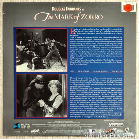 Mark of Zorro - LaserDisc - Back Cover