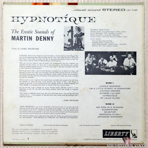 Martin Denny ‎– Hypnotique vinyl record back cover