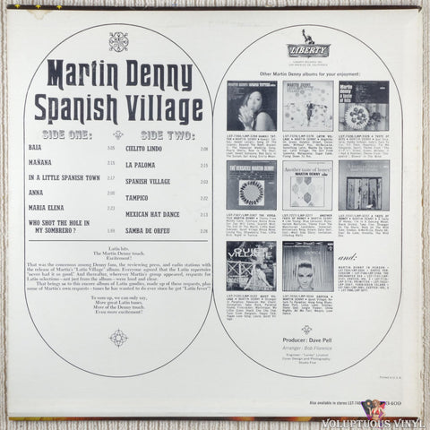 Martin Denny – Spanish Village vinyl record back cover