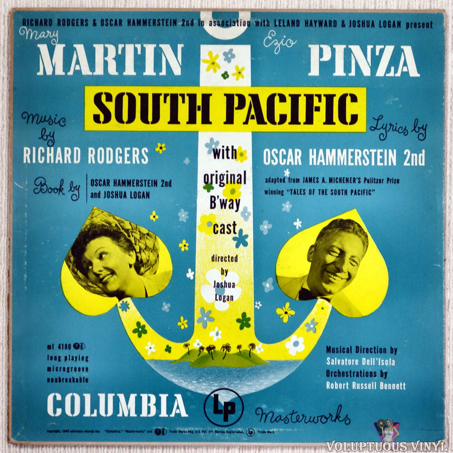 Mary Martin, Ezio Pinza, Richard Rodgers / Oscar Hammerstein 2nd ‎– South Pacific With Original Broadway Cast vinyl record front cover