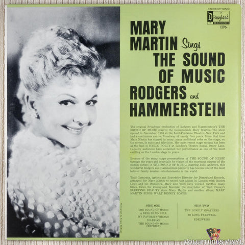 Mary Martin ‎– Songs From The Sound Of Music vinyl record back cover