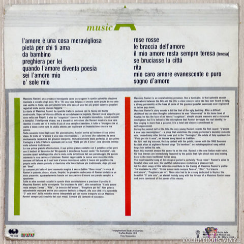 Massimo Ranieri ‎– Rose Rosse vinyl record back cover