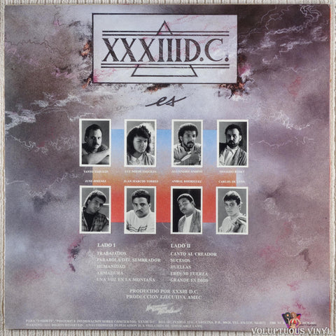 Matices ‎– XXXIII D.C. vinyl record back cover