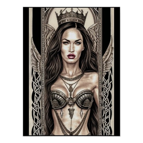 Megan Fox Tarot Art Series I Poster Queen Of Angels