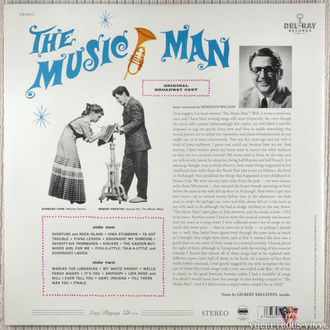 Meredith Willson ‎– The Music Man - Original Broadway Cast vinyl record back cover