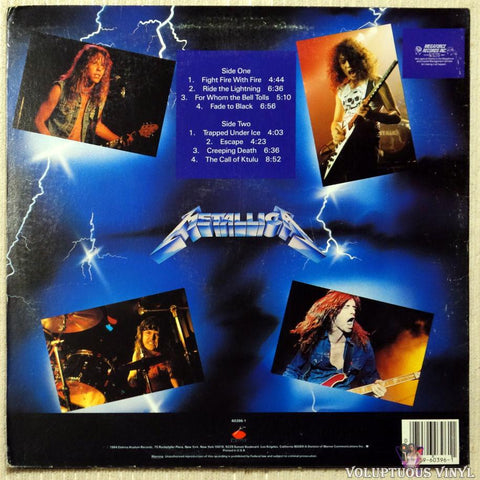 Metallica ‎– Ride The Lightning vinyl record back cover